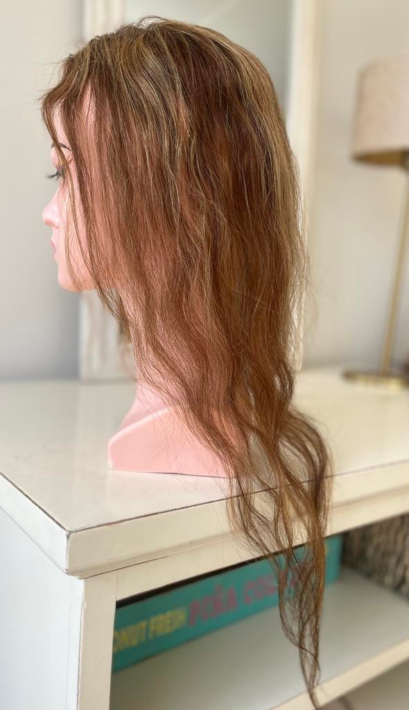 100% echt haar, rood/bruin, haarwerk, lace, topper, nieuw, Ophalen of Verzenden, Nieuw, Pruik of Haarverlenging