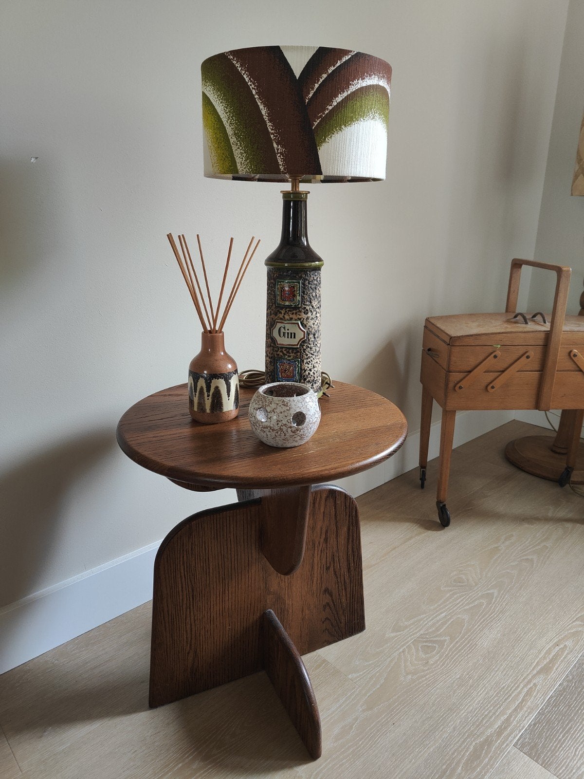 Vintage West Germany Gin fles tefellamp lamp - Bruin Groen, Antiek en Kunst, Ophalen of Verzenden