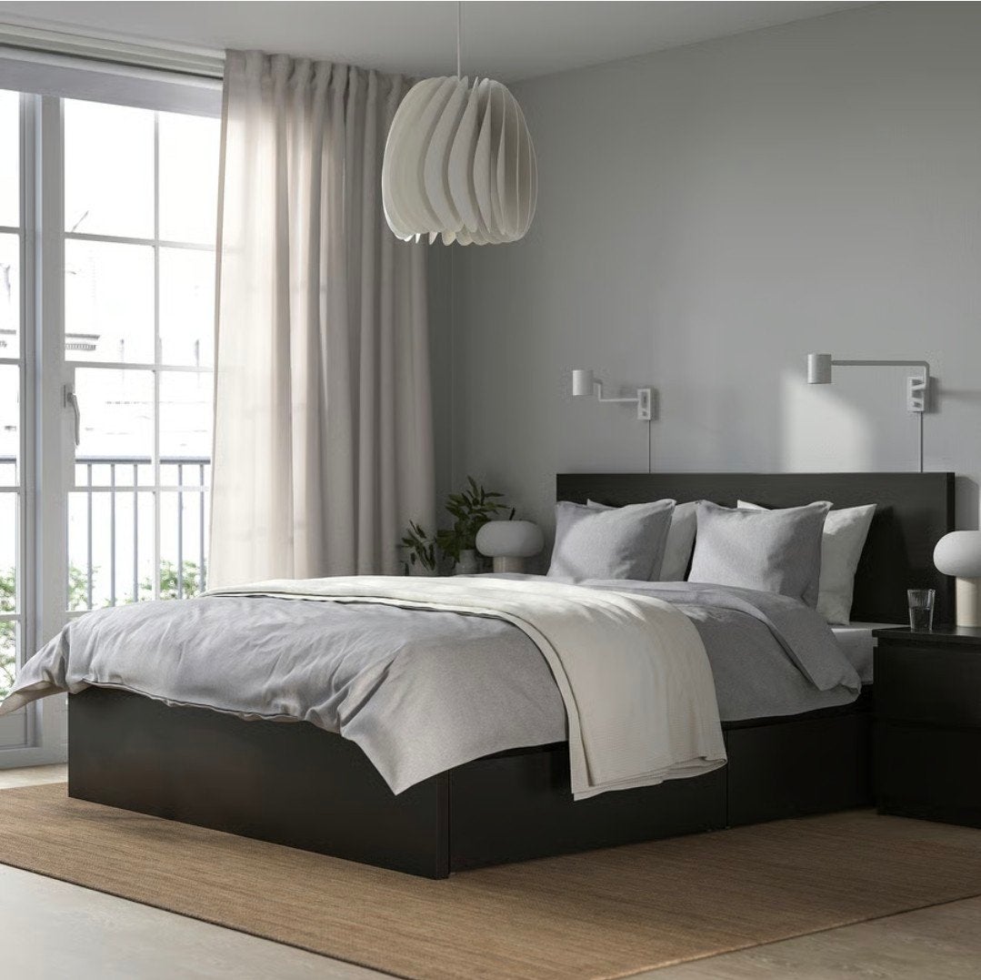 Complete Ikea Malm bed, slatted bases, good mattress 160x200, Ophalen, Zo goed als nieuw, Tweepersoons