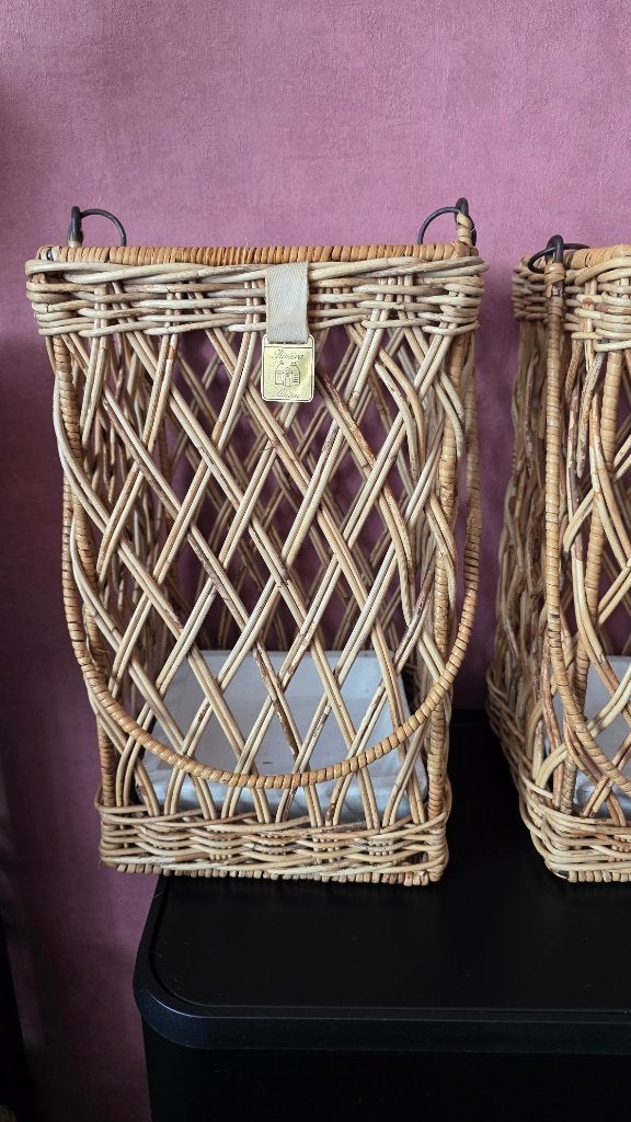 Riviera maison🎀2 Hele Grote Rotan Windlichten🎀35,5x22cm, Ophalen, Windlicht, Gebruikt, 36 cm