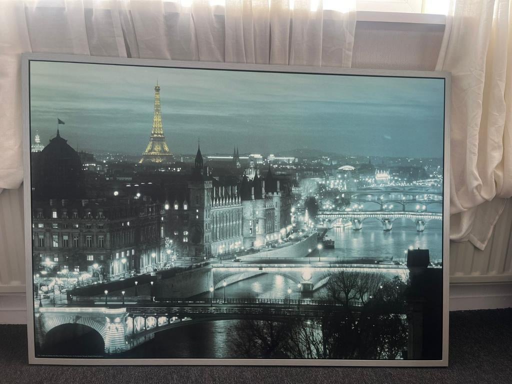 Mooi Parijs schilderij met Eiffeltoren, Ophalen of Verzenden