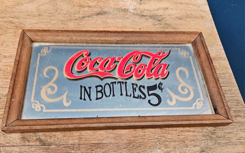 Spiegel Coca Cola 22x12 cm, Verzamelen, Reclamebord, Gebruikt, Coca Cola, Ophalen of Verzenden