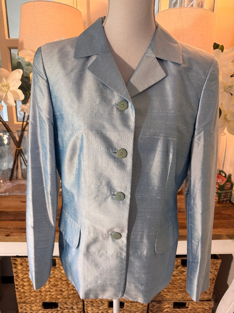Chique, exclusieve Sky-Blauw jasje Escada, 38-40/M, zijde, Kleding | Dames, Verzenden, Nieuw, Maat 38/40 (M), Blauw