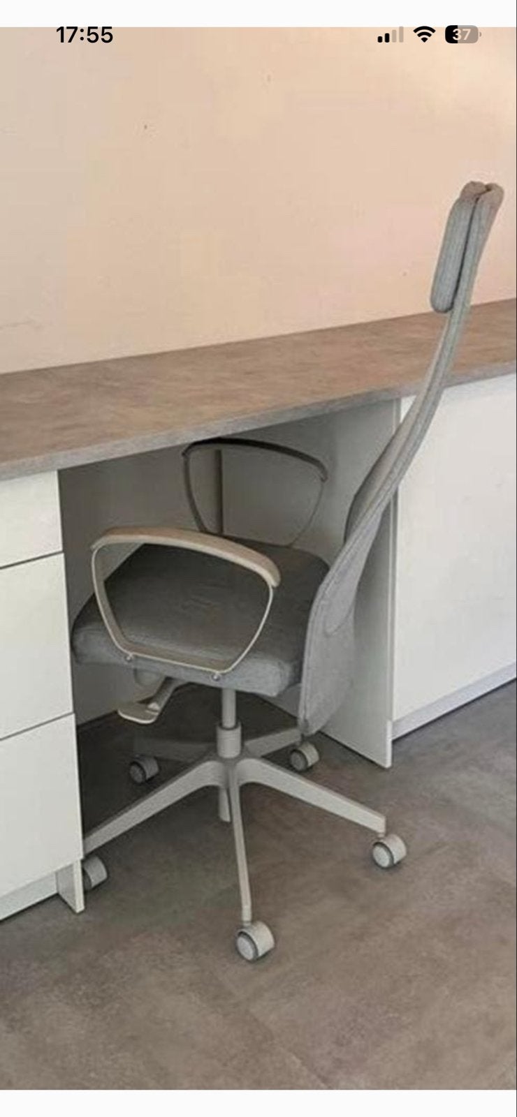 IKEA MARKUS Bureaustoel - Grijs, Ergonomisch, Ophalen, Gebruikt, Grijs, Bureaustoel