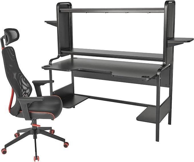 FREDDE Gamebureau, zwart, Ikea, Huis en Inrichting, Bureaus, Zwart, Gebruikt, Hout, Kabelgoot
