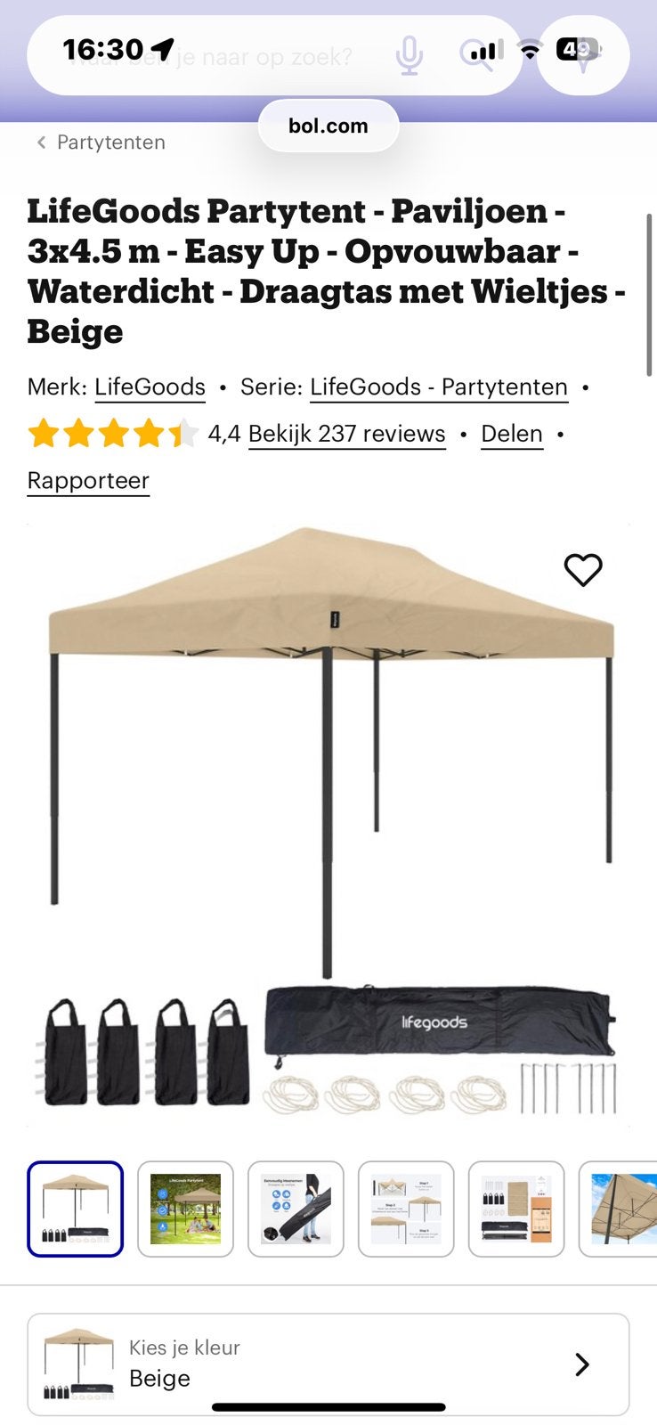 Partytenten LifeGoods Partytent - Paviljoen - 3x4.5 m, !, Zo goed als nieuw, !, Ophalen