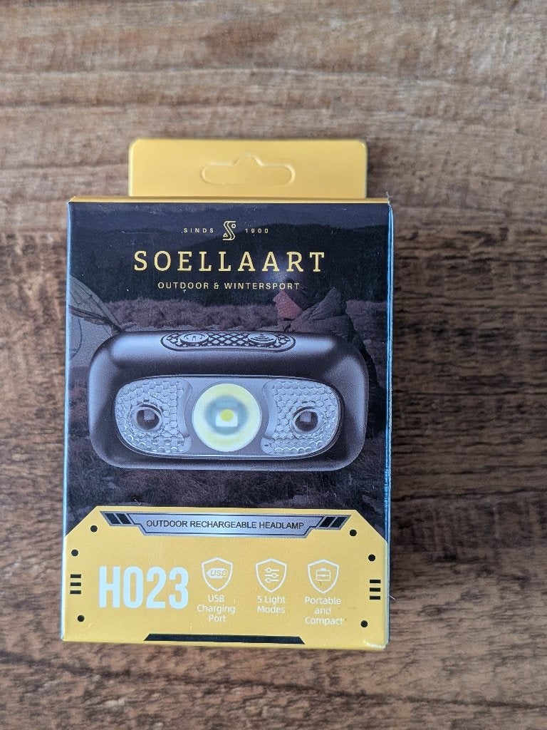 Nieuw Soellaart Oplaadbare LED hoofdlamp (Zwart/Geel), Ophalen of Verzenden, Nieuw, Accu