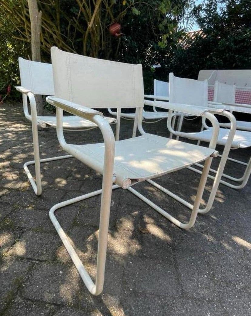 Witte buisframe stoelen, Ophalen of Verzenden, Gebruikt, Wit, Vijf, Zes of meer stoelen