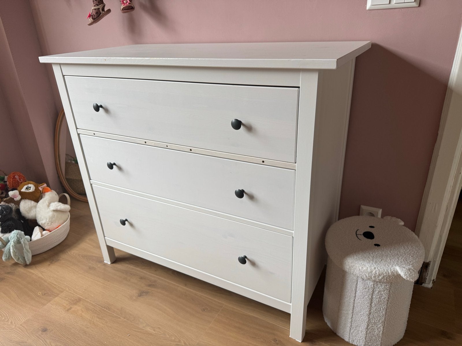 Witte ladekast met 3 laden, Gebruikt, 3 of 4 laden, Minder dan 100 cm, 25 tot 50 cm