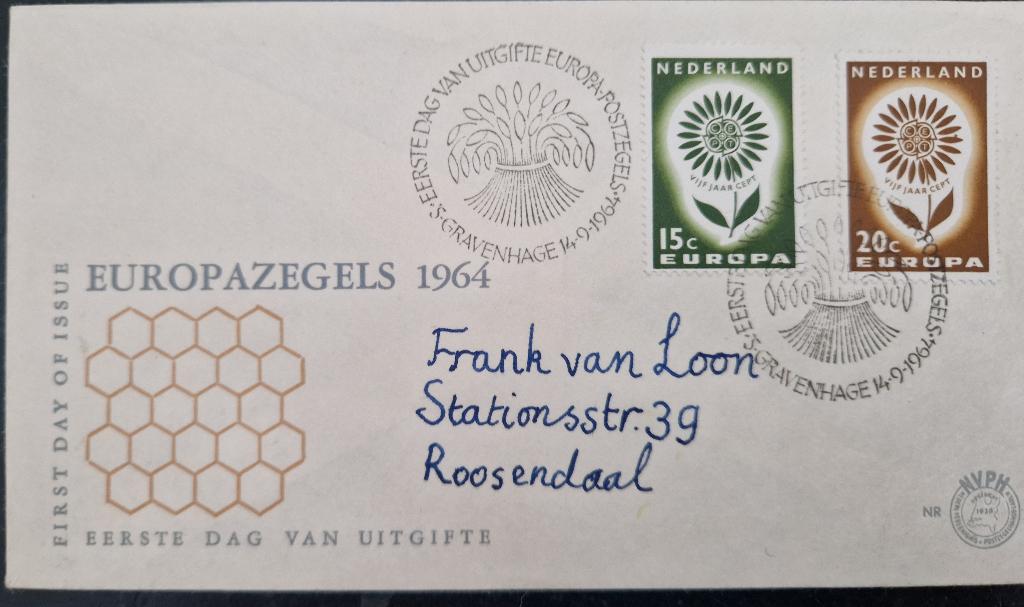 Nederland 1964  - FDC E67 - Europa, Postzegels en Munten, Postzegels | Nederland, Verzenden, Na 1940