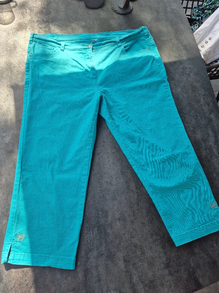 Mooie turquoise capri broek / driekwart broek, Blauw, Maat 46/48 (XL) of groter, Ophalen of Verzenden, Driekwart