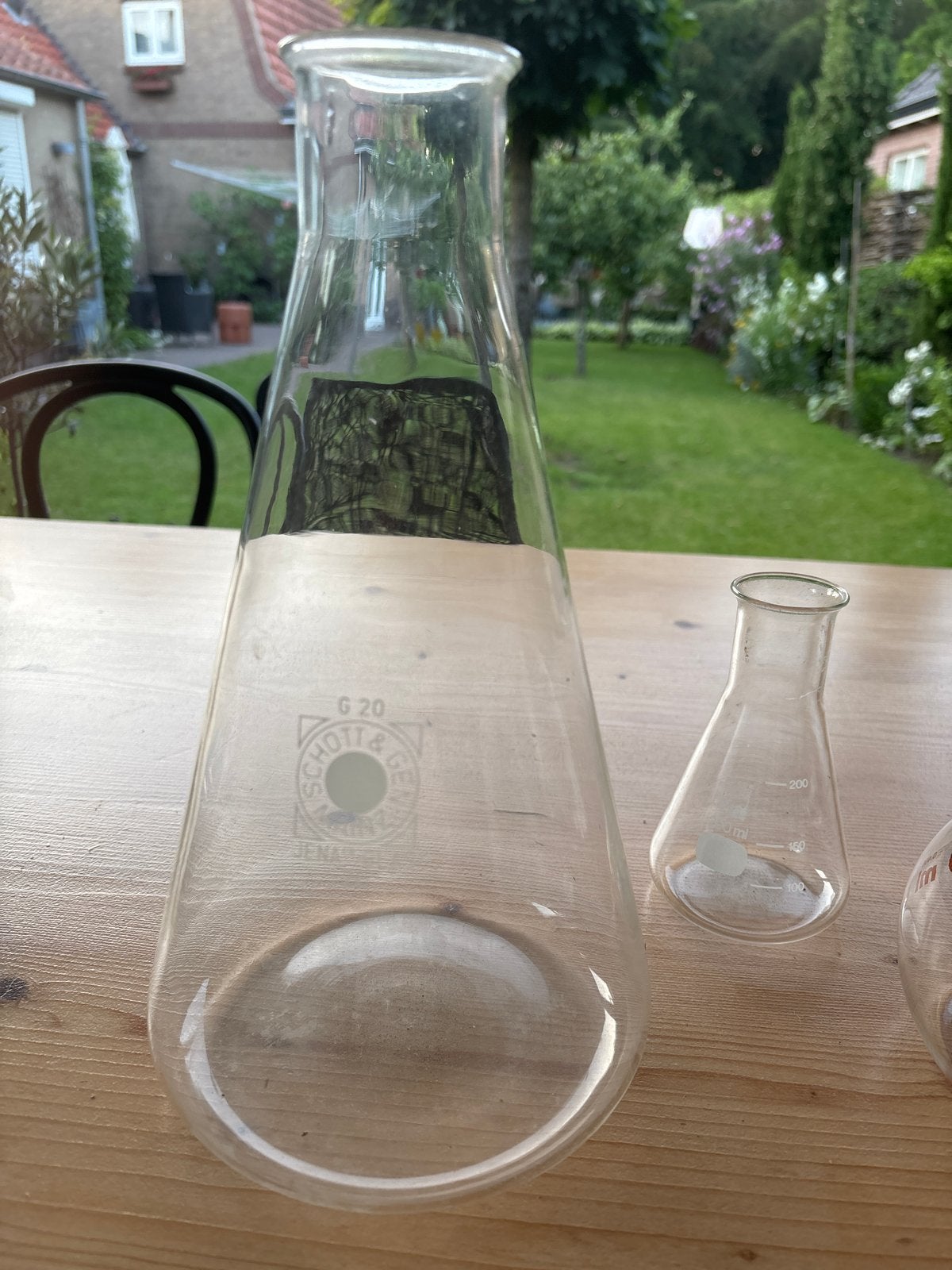 Mooie grote oude erlenmeyer Schott & Jen laboratorium 2000ml, Ophalen of Verzenden