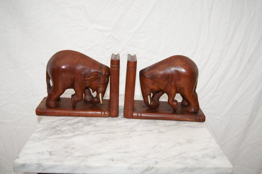 Vintage houten olifant/ Eenden  boekensteunen, Ophalen of Verzenden