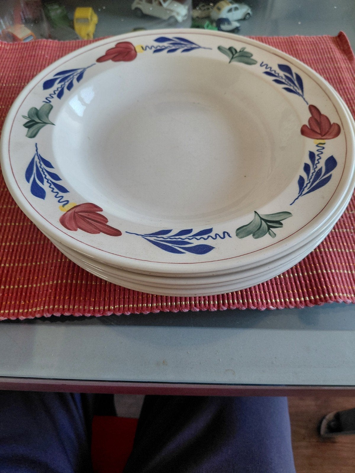 6 diepe Boerenbont borden - Ø 24,5 cm, Gebruikt, Keramiek, Landelijk/Boerenbont, Ophalen of Verzenden