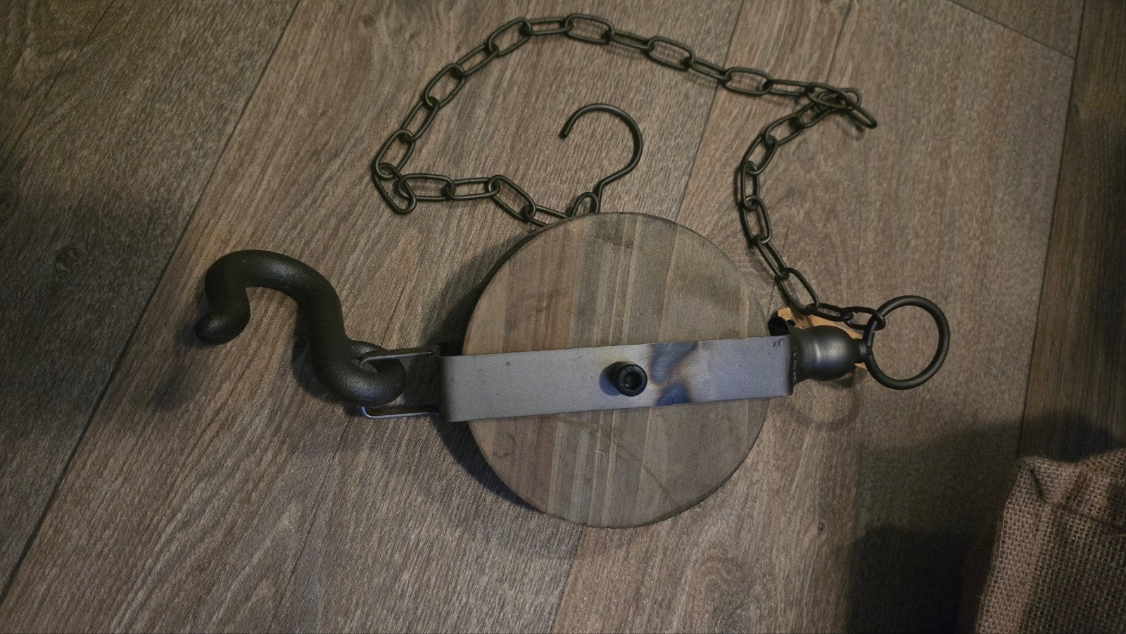 Houten Katrol Decoratie - Industriële Inrichting, Huis en Inrichting, Woonaccessoires | Overige, Hout, Gebruikt, Ophalen of Verzenden