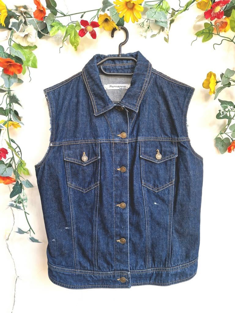 Super gaaf vintage hand geverfd starry night gilet, Ophalen of Verzenden, Zo goed als nieuw, Maat 38/40 (M), Blauw