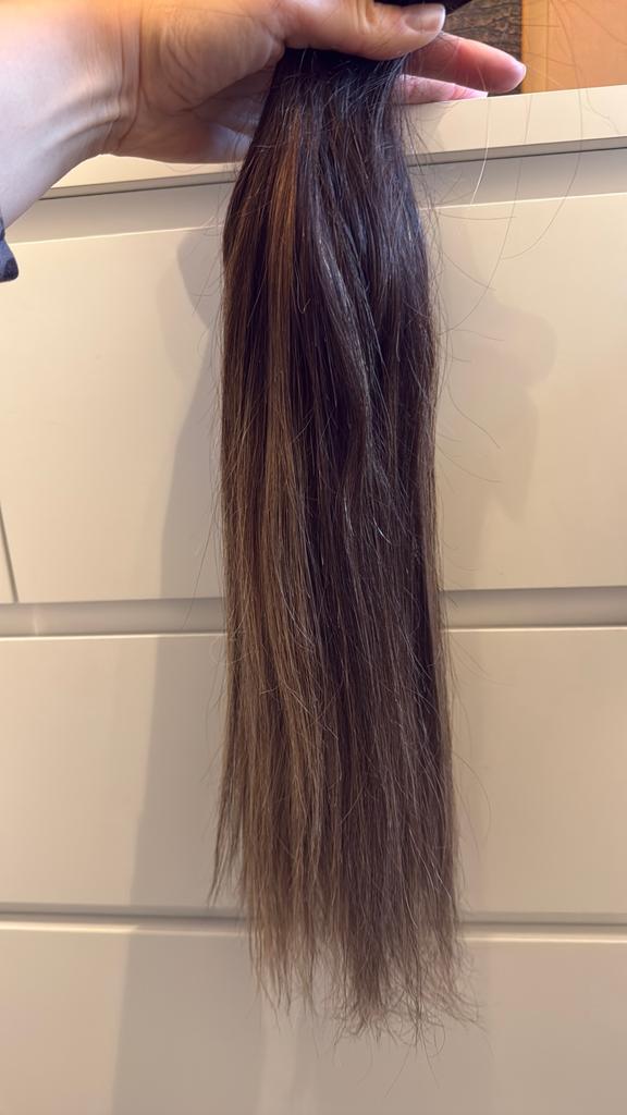 Balayage haar extensions 55 cm dik en zacht, Ophalen of Verzenden, Gebruikt, Pruik of Haarverlenging