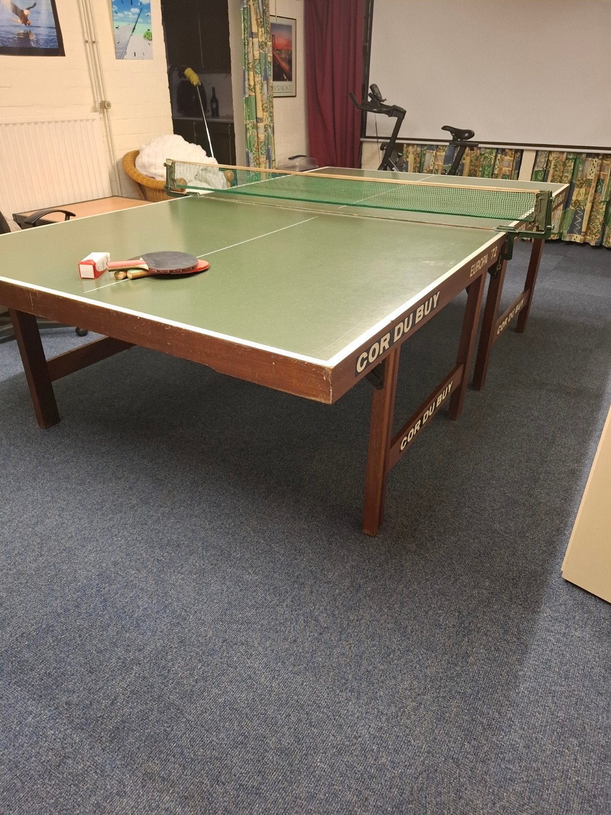 Vintage Cor Du Buy Europa 72 Tafeltennistafel, Sport en Fitness, Ophalen, Gebruikt, Tafel Indoor