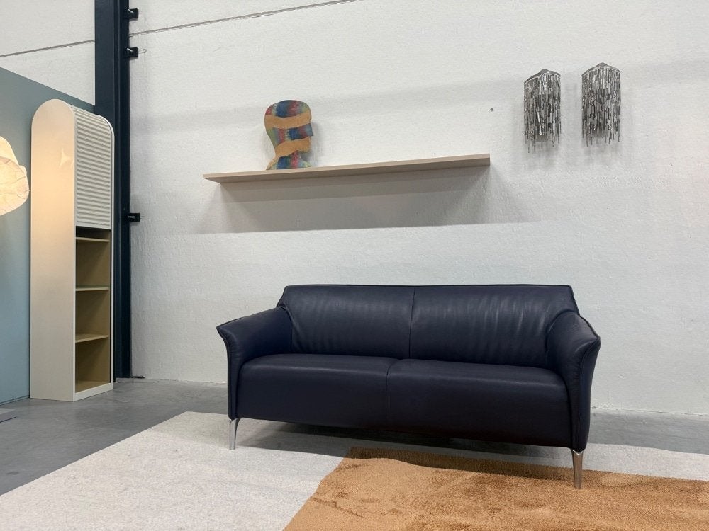Leolux Mayon 2 Zits Bank Senso Indigo Leer 148, Info@leolux.nl, Tweepersoons, Ophalen of Verzenden, Rechte bank