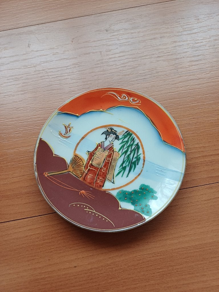 Vintage Chinees/Japans? schoteltje handgeschilderd, Ophalen of Verzenden