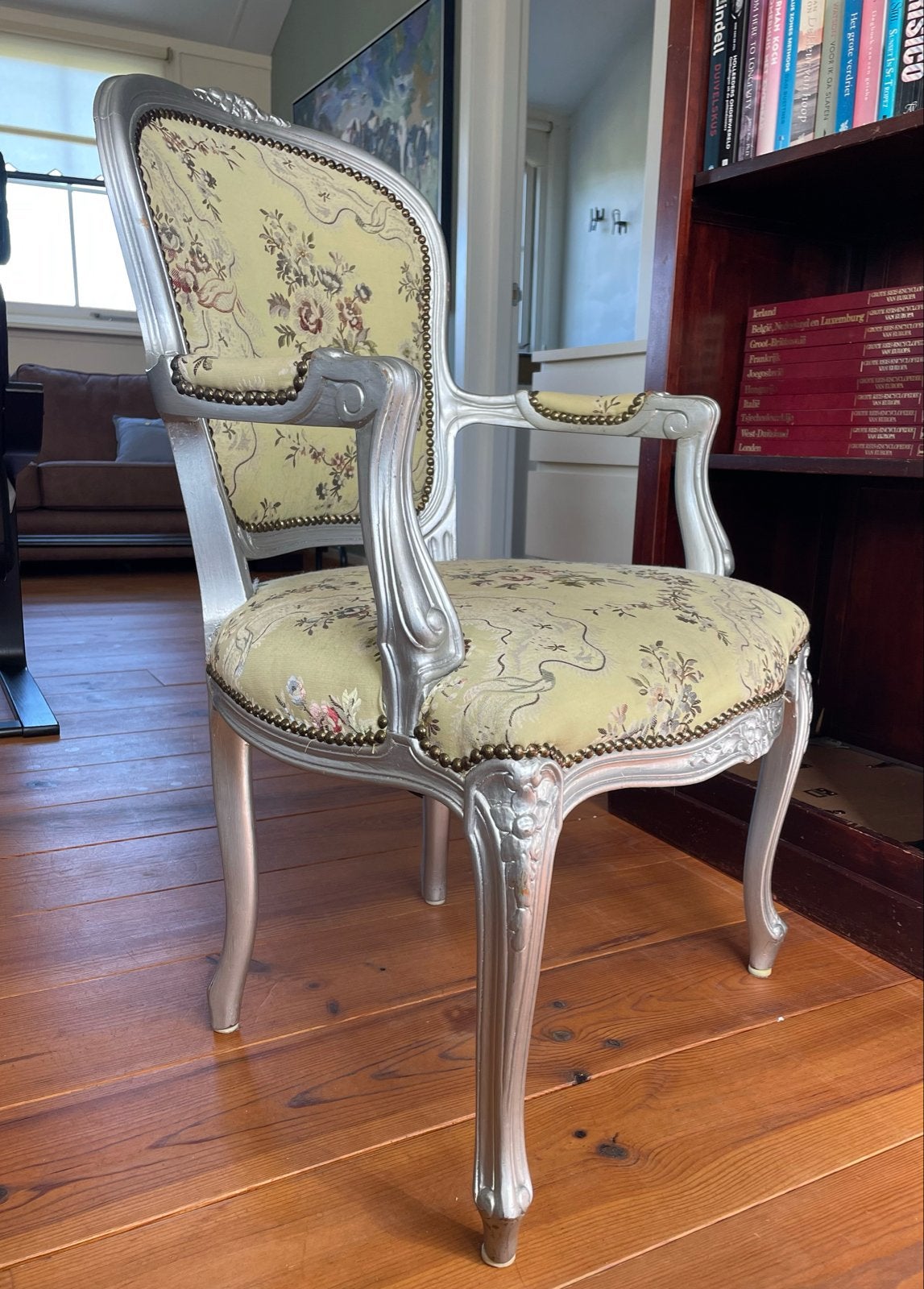 Elegante Barok Fauteuil met Gebloemde Bekleding, Ophalen