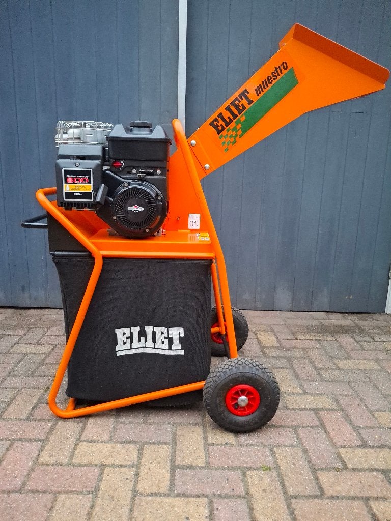 Eliet Maestro 6,5 Hp Hakselaar versnipperaar met opvangbak ., Benzine, Zo goed als nieuw, Met opvangzak, Ophalen