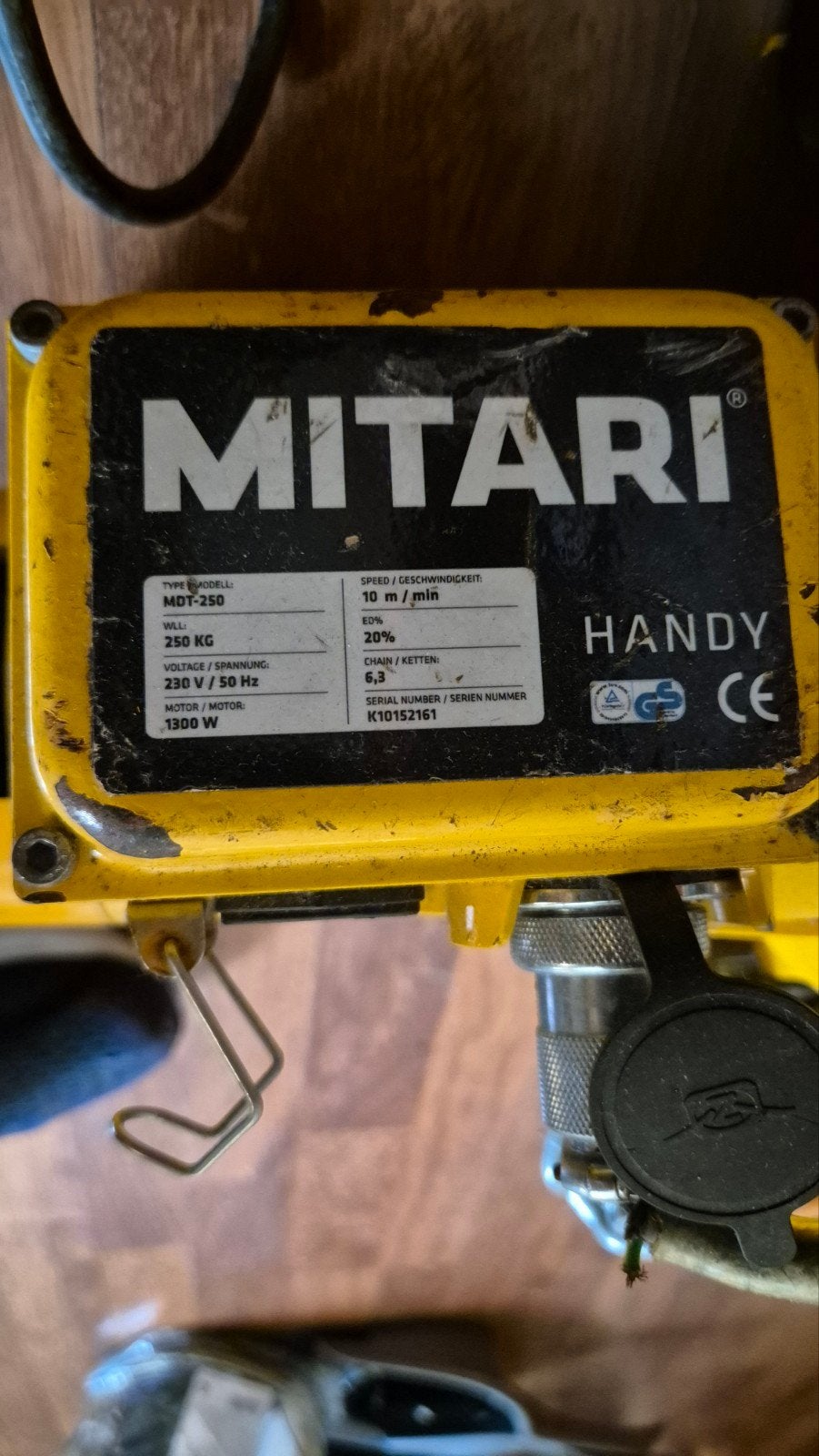Mitari MDT-250 Elektrische Kettingtakel - 250 KG, Ophalen, Gebruikt, Elektrisch