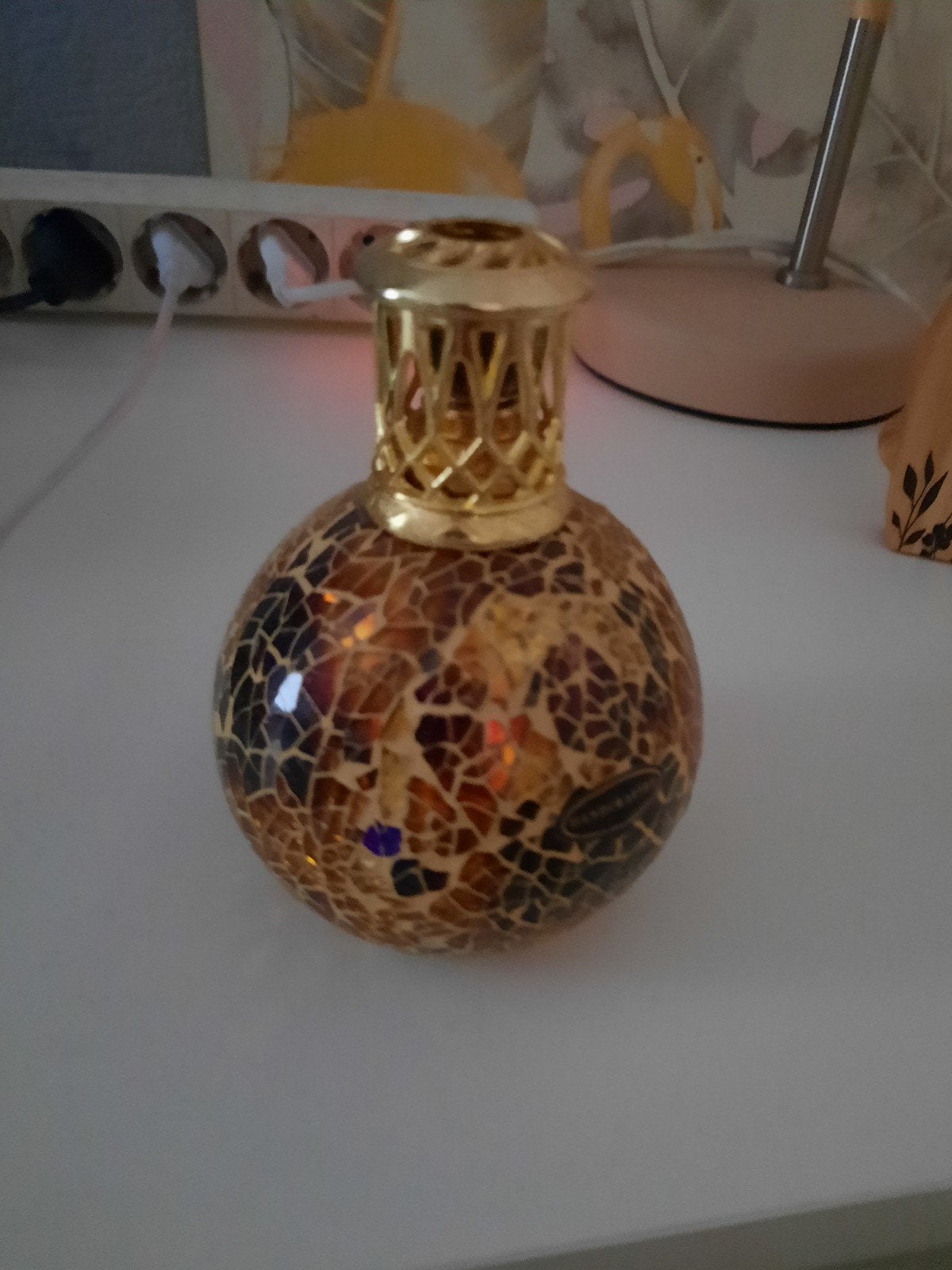 Decoratieve Oliebrander Mozaïek Glas, Gebruikt, Meerkleurig, Ophalen of Verzenden, Oosters