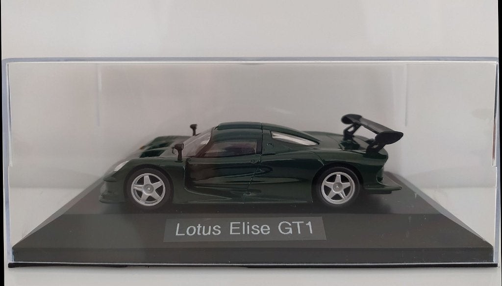 Lotus Elise GT1 dkr groen 1/43 1:43, Hobby en Vrije tijd, Ophalen of Verzenden, Zo goed als nieuw, Auto, Overige merken