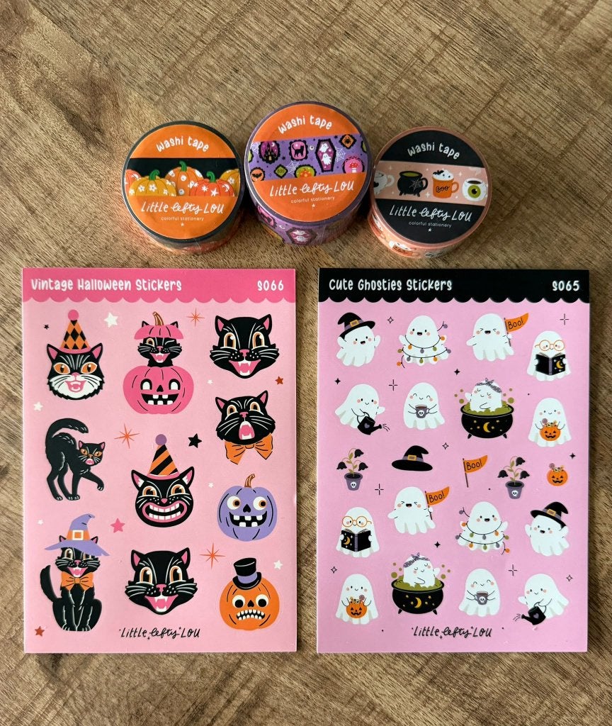 Halloween stickers & washi tape – 2 stickervellen + 3 rollen, Hobby en Vrije tijd, Ophalen of Verzenden, Nieuw, Meerdere stickers