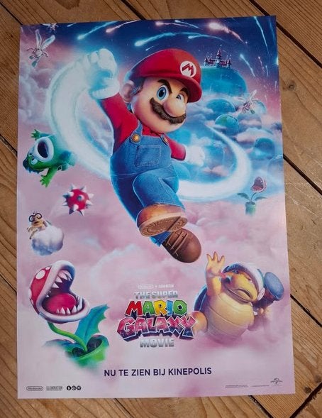 Super Mario Galaxy Movie filmposter te koop!, Ophalen, Rechthoekig Staand, Nieuw, A1 t/m A3