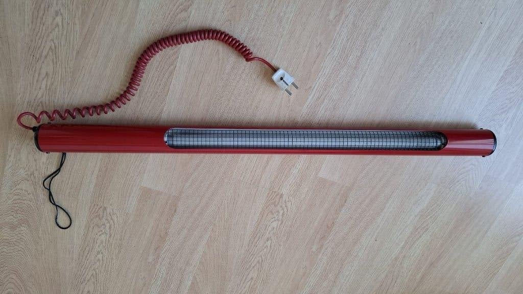 Rode vintage tube hanglamp jaren 80, Ophalen, Gebruikt, G13 (TL), Minder dan 100 cm