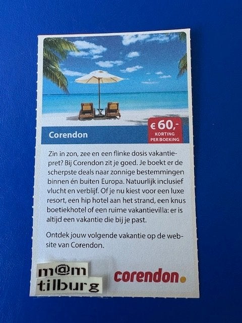 Corendon €60,- korting per boeking tot 1-7-2027, Tickets en Kaartjes, Kortingen en Cadeaubonnen, Drie personen of meer, Kortingsbon