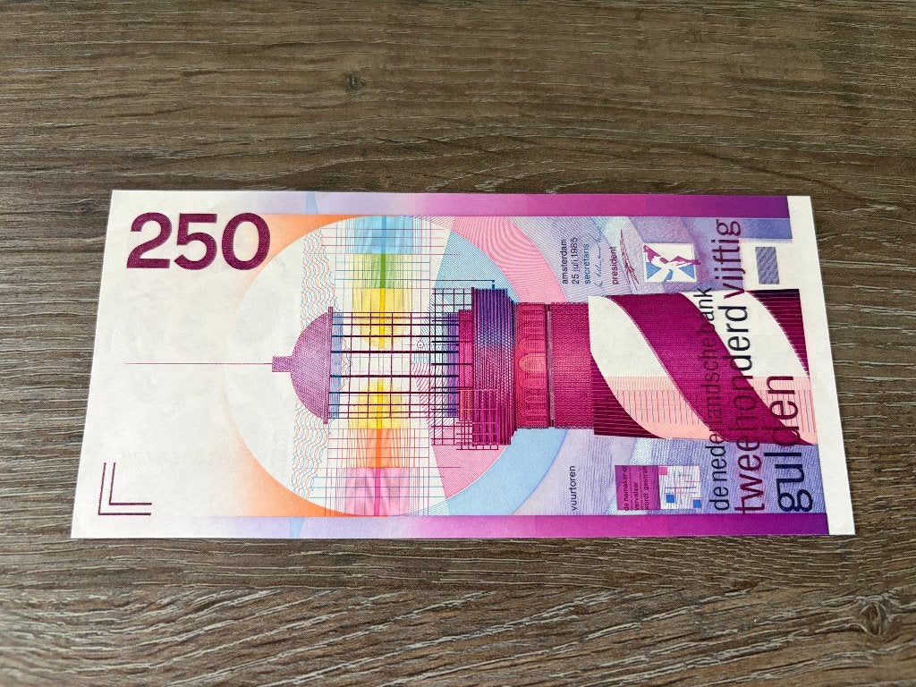 Bijna UNC biljet 250 gulden Vuurtoren, 1985, Postzegels en Munten, Bankbiljetten | Nederland, Ophalen of Verzenden, 250 gulden
