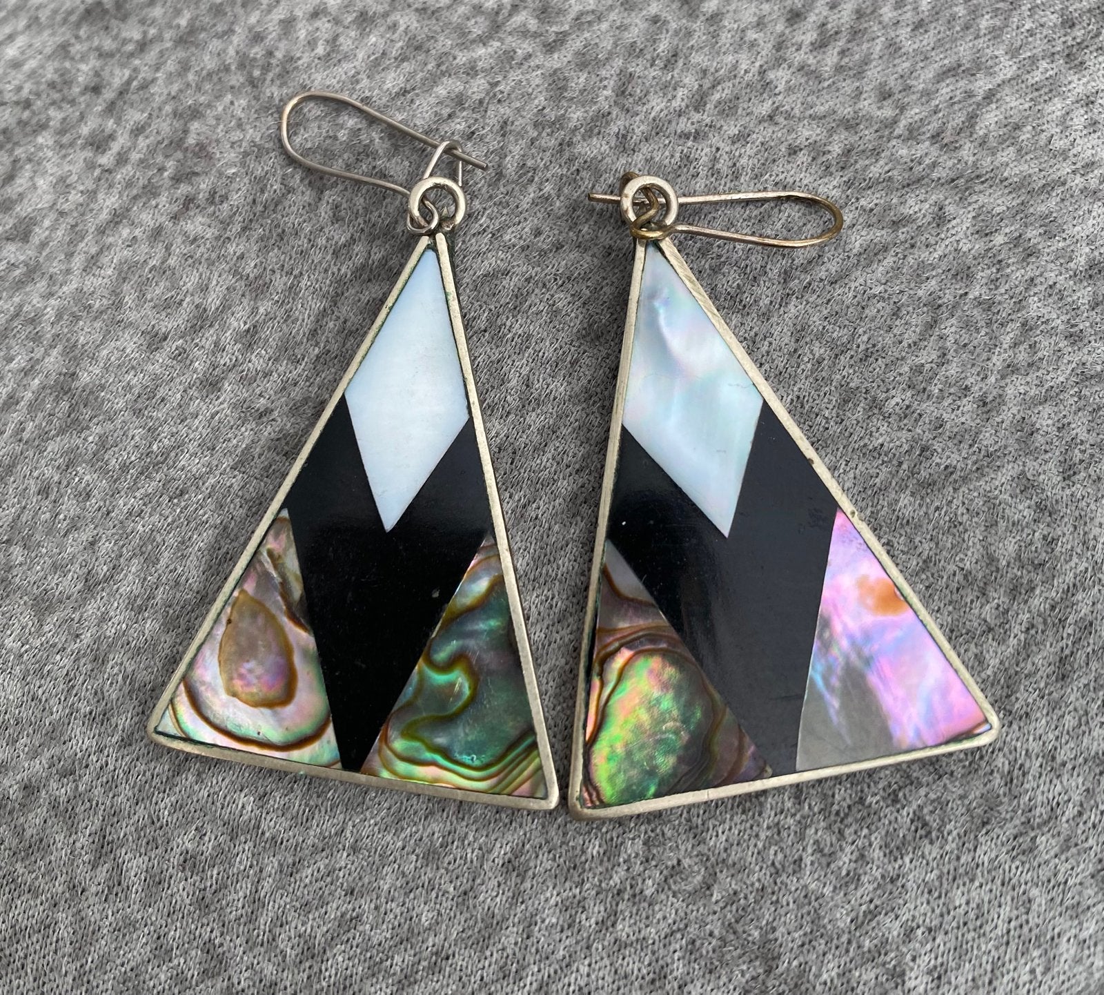 Vintage alpaca Mexico gemerkte oorbellen, Sieraden, Tassen en Uiterlijk, Ophalen of Verzenden, Zo goed als nieuw, Overige materialen
