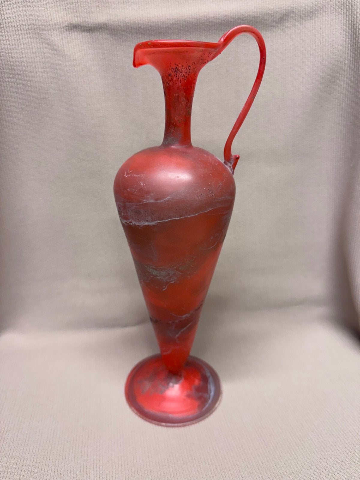 Murano Italiaanse vaas/kan in rood glas, Ophalen of Verzenden