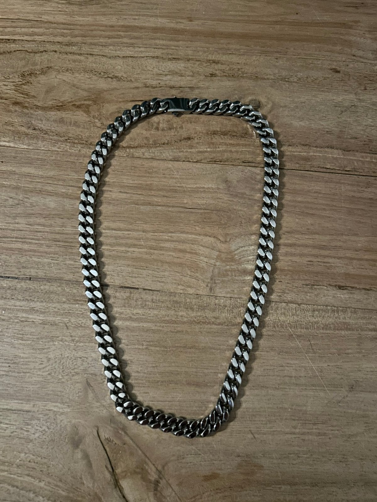 12mm Cuban Schakelketting 60cm, Sieraden, Tassen en Uiterlijk, Kettingen, Ophalen of Verzenden, Zo goed als nieuw, Zilver, Overige materialen