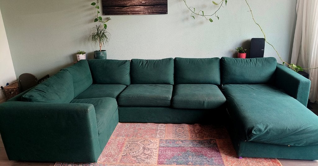 GRATIS Ikea bank VIMLE groen, Ophalen, Gebruikt, Hoekbank, 75 tot 100 cm