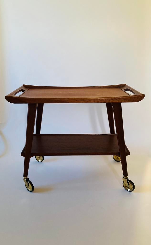 Vintage teak keukentrolley, barcart, teak serveerwagen, .., 50 tot 100 cm, Teakhout, Vintage midcentury teak