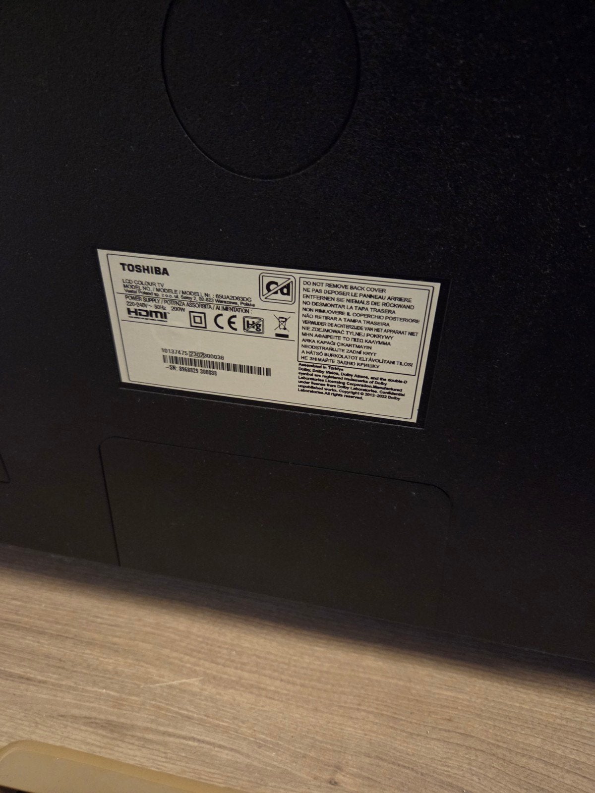 Toshiba 65UA2D63DG . Het is een 65 inch / 164 cm 4K, Ophalen, Toshiba, 50 Hz, LCD