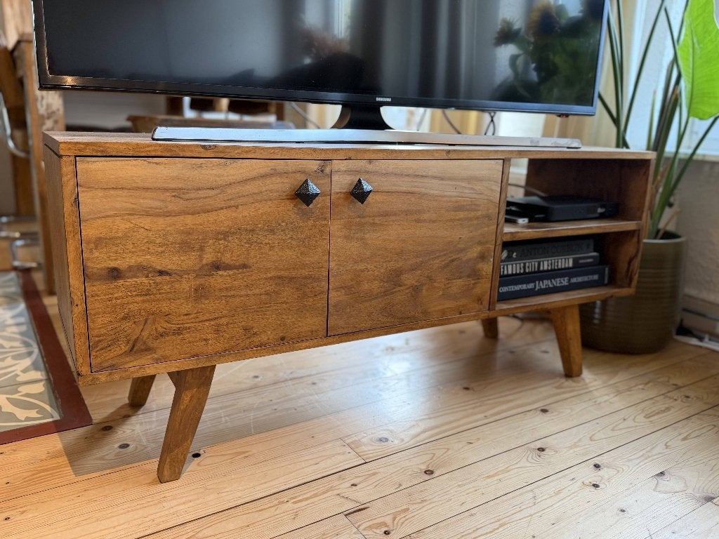 Stijlvol houten tv-meubel | Vintage / Mid-Century Modern, Ophalen, Gebruikt, 100 tot 150 cm, Vintage / Mid-Century Modern