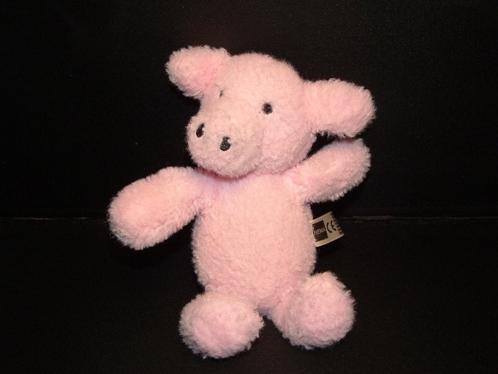 HEMA VARKEN PLUCHE WOLLIG ROZE MET ZWART GEBORDUURDE, Kinderen en Baby's, Verzenden, Nieuw, Overige typen