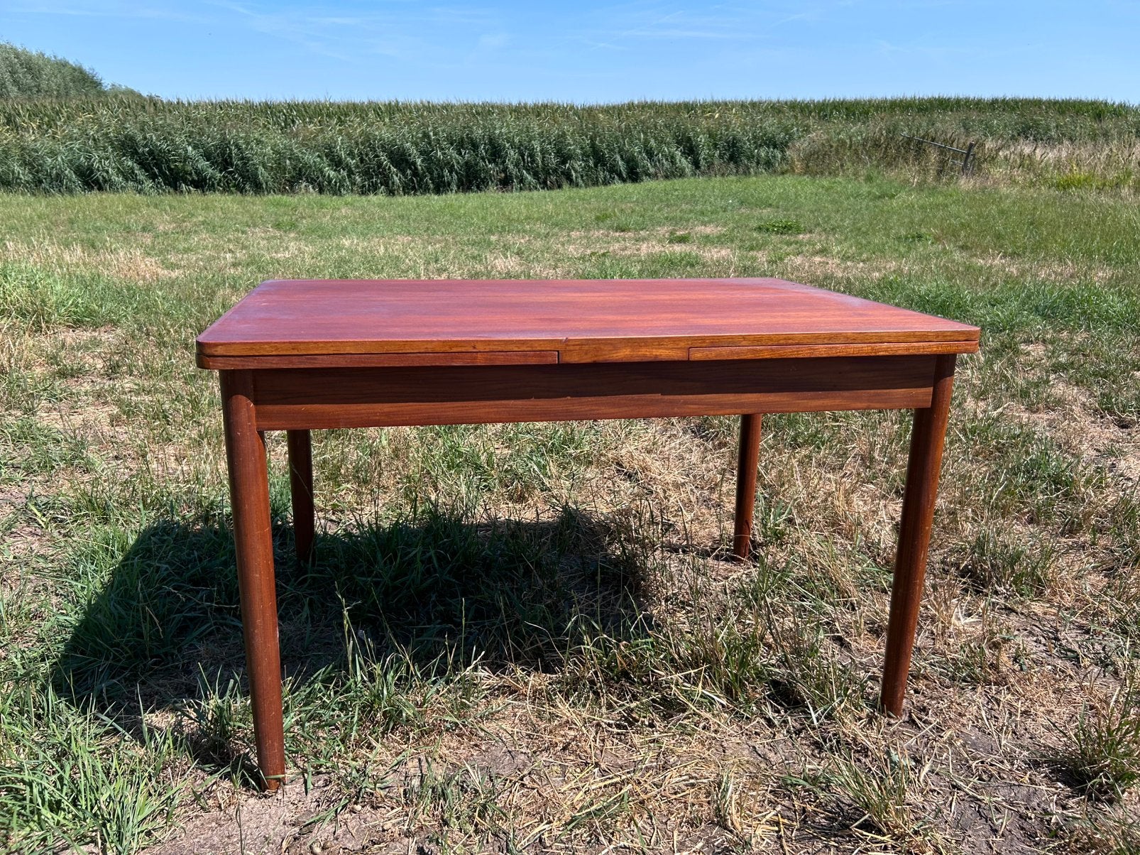 Vintage verlengbare eettafel / jaren 50 tafel design, Ophalen, Gebruikt, 200 cm of meer, 50 tot 100 cm
