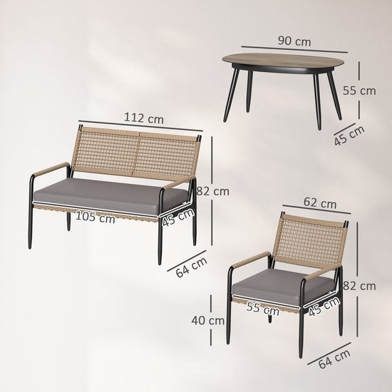 Poly Rattan Loungeset – Tuinmeubelset – Loungehoek, Corvance B.V., Verzenden, Nieuw, Corvancebol@gmail.com