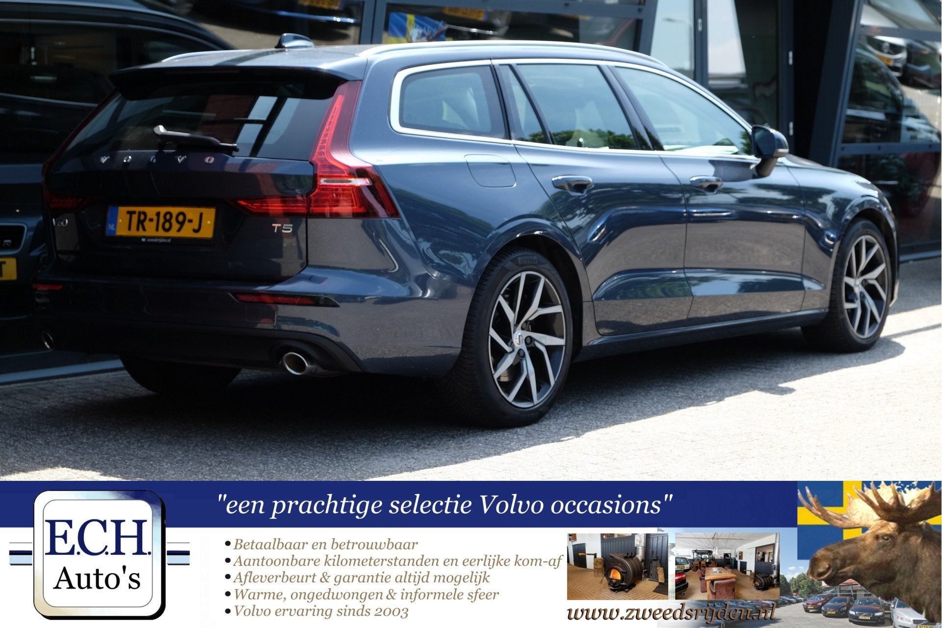 Volvo V60 2.0 T5 250 pk Aut. Momentum Apple CarPlay, Auto's, Volvo, 15 km/l, 4 cilinders, Blauw, Leder en Stof