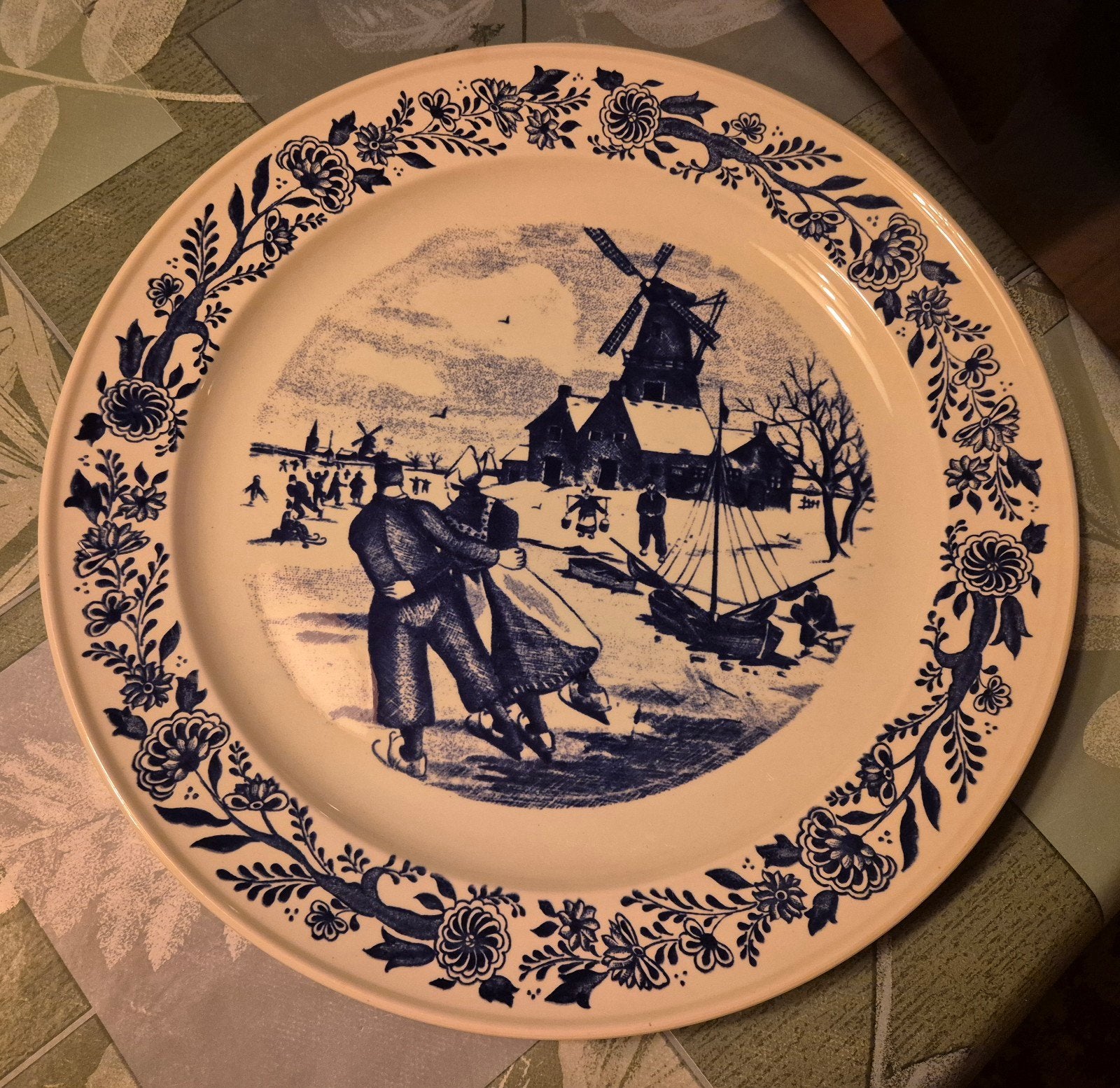 Delfts Blauw decoratief bord - Wintertafereel, Ophalen of Verzenden