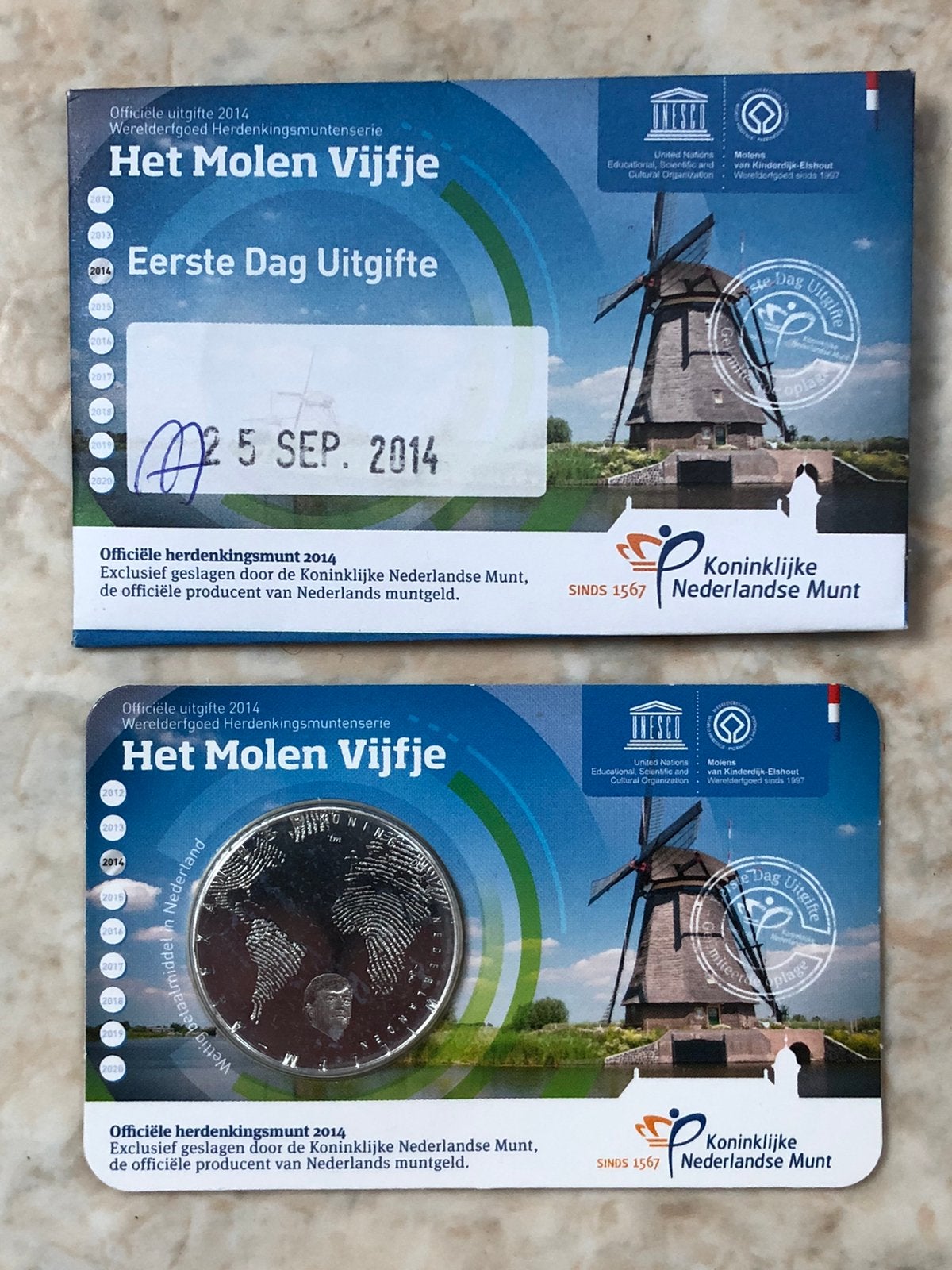 Het Molen Vijfje. Eerste dag uitgifte nummer 1497., Postzegels en Munten, Munten | Nederland, Verzenden, Koningin Beatrix, Euro's