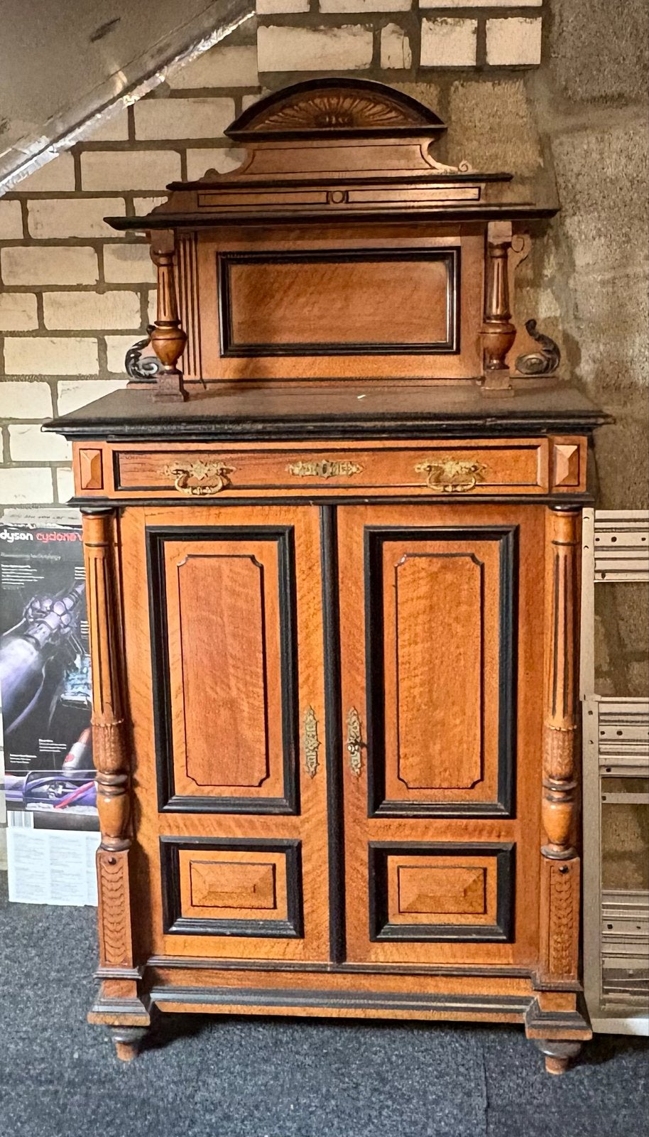 Antieke houten vertico kast, Gründerzeit 1880-1890, mahonie, Antiek en Kunst, Ophalen of Verzenden