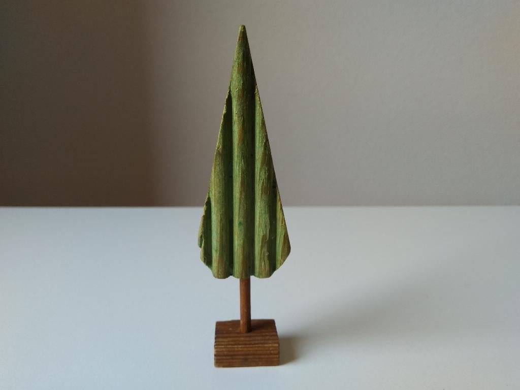 vintage houten dennenboom, Diversen, Kerst, Ophalen of Verzenden, Gebruikt