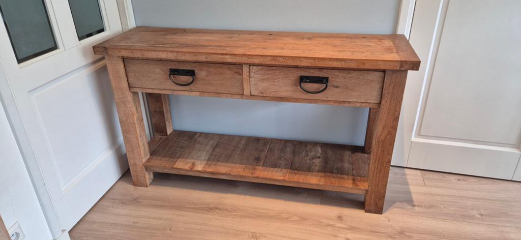 Teakhouten sidetable, Huis en Inrichting, Tafels | Sidetables, Ophalen, Teakhout, Zo goed als nieuw, 25 tot 50 cm